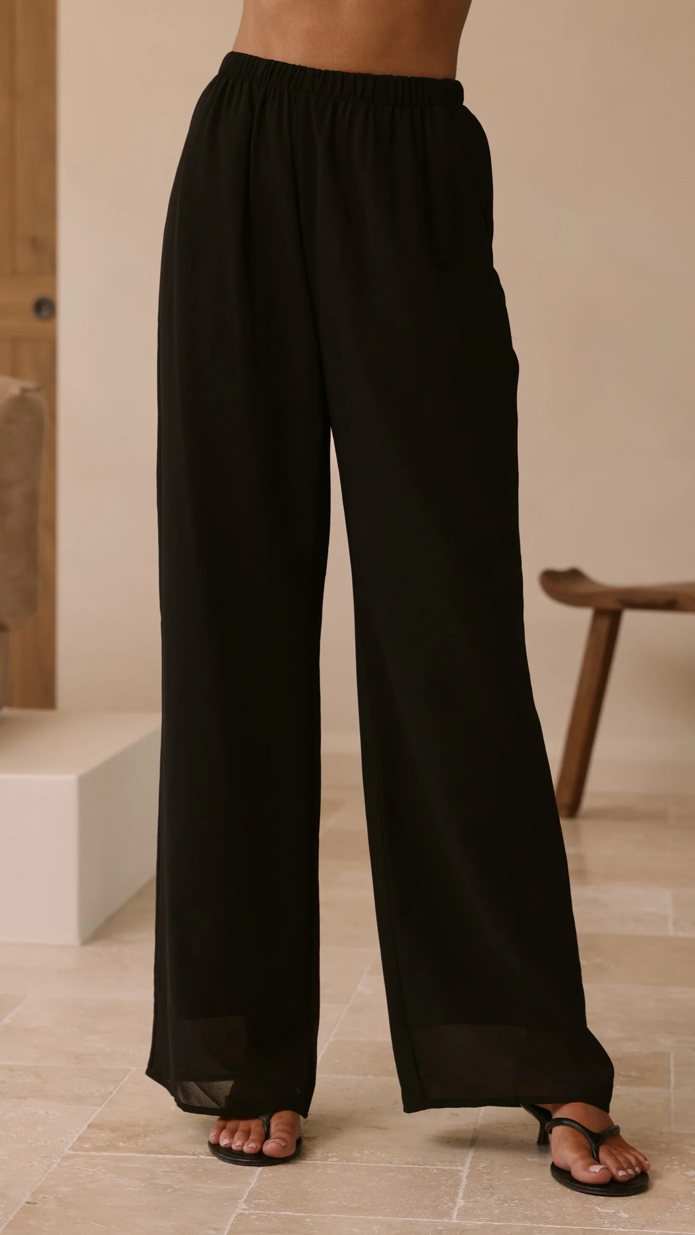 Zabrina Semi Sheer Strapless Top and Pants Set - Black - Image 7