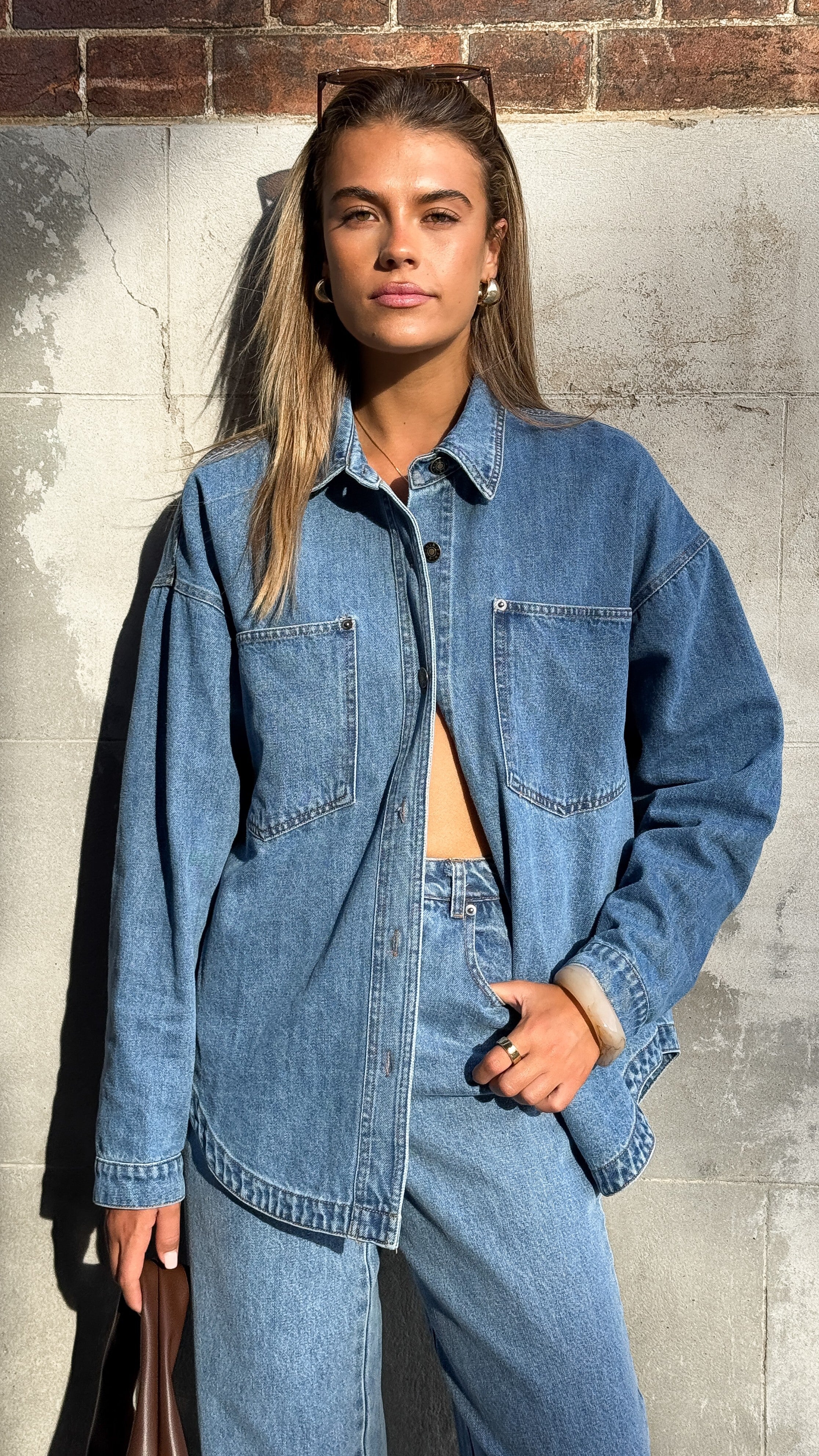 Zaeli Denim Oversized Shirt - Mid Blue - Image 5