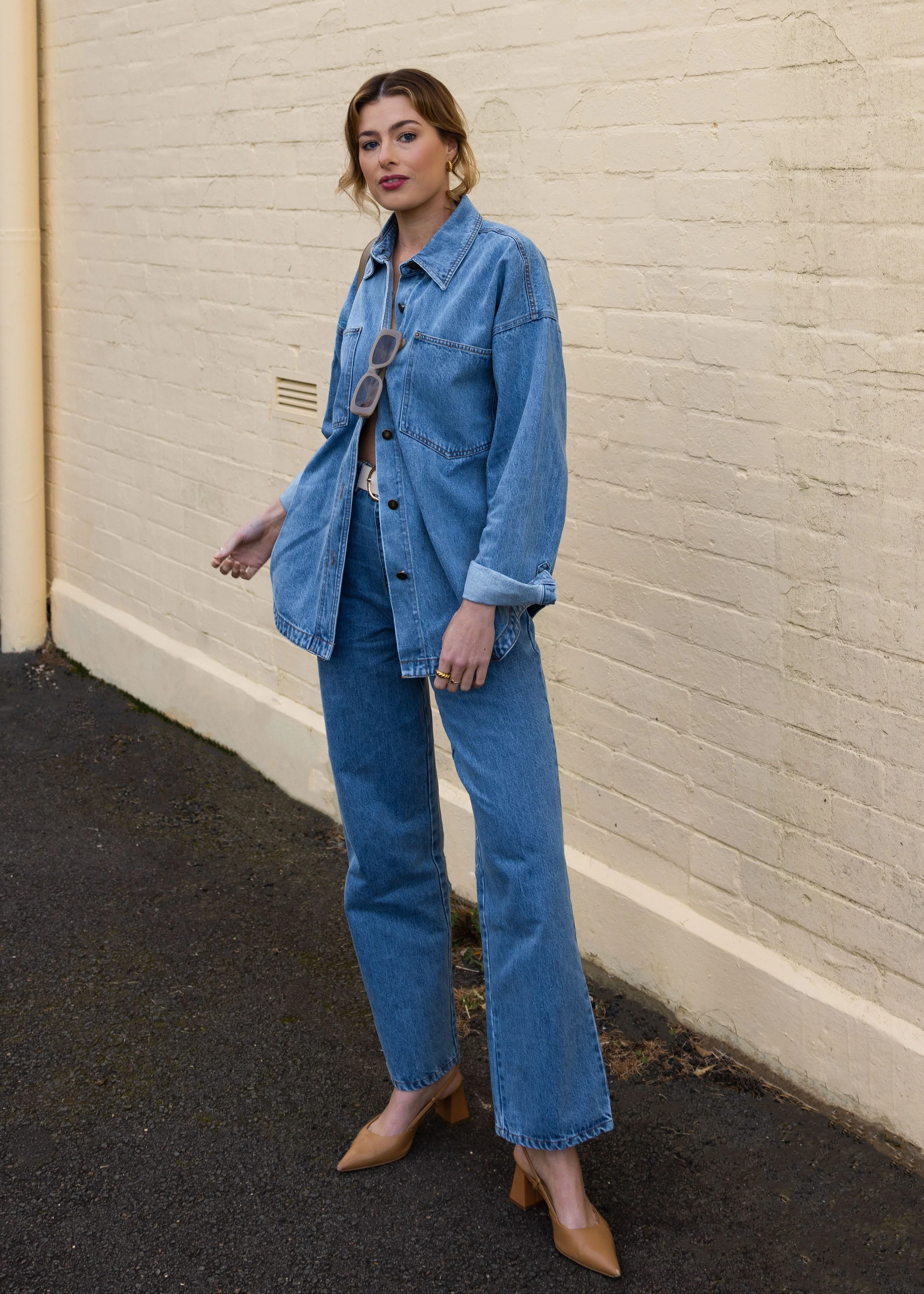 Zaeli Denim Oversized Shirt - Mid Blue - Image 6
