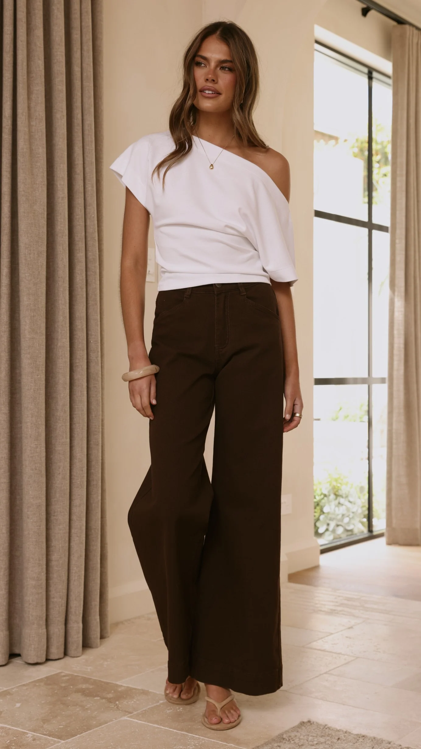 Zandra Wide Leg Jeans - Chocolate - Image 10