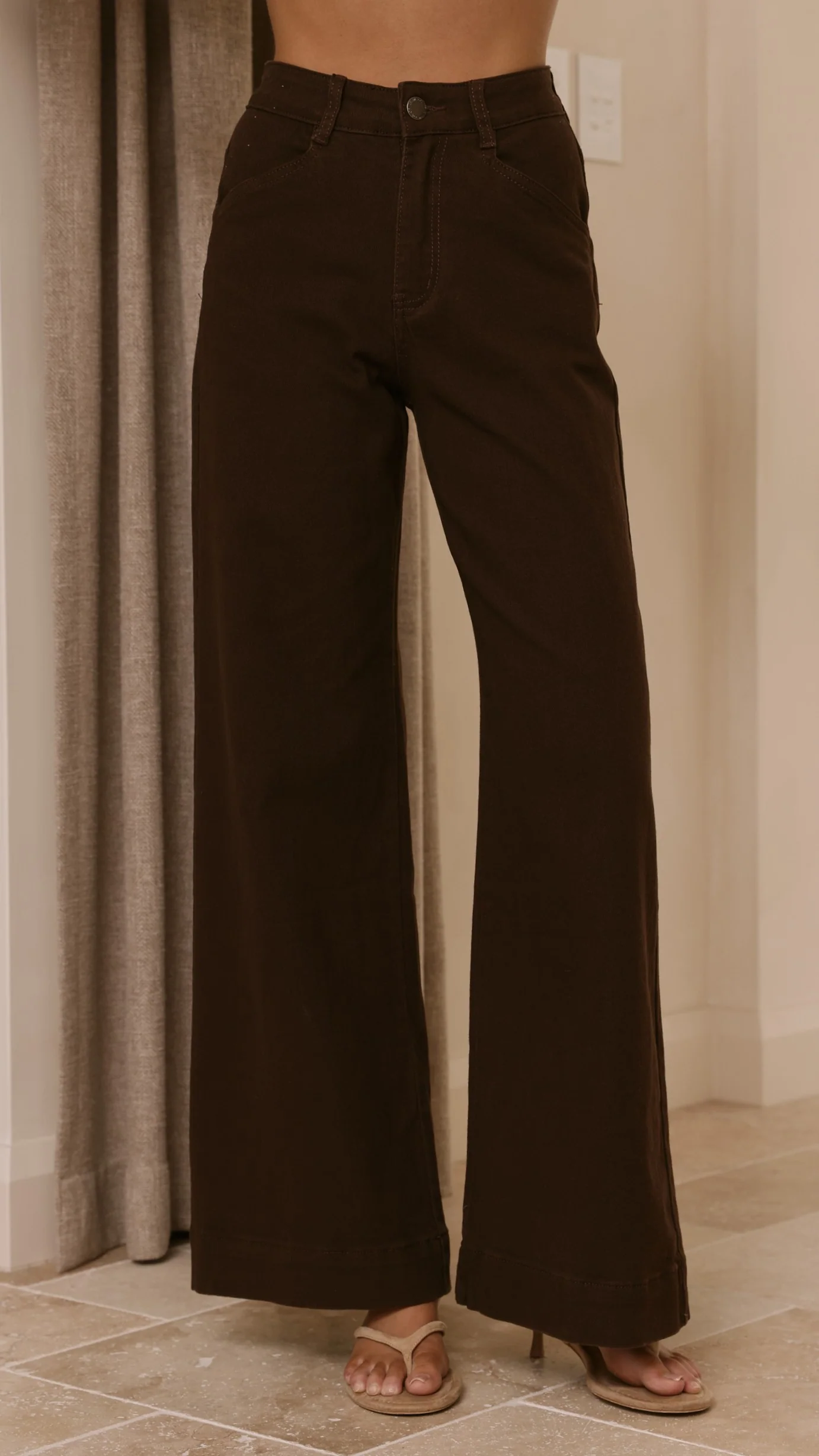 Zandra Wide Leg Jeans - Chocolate - Image 2