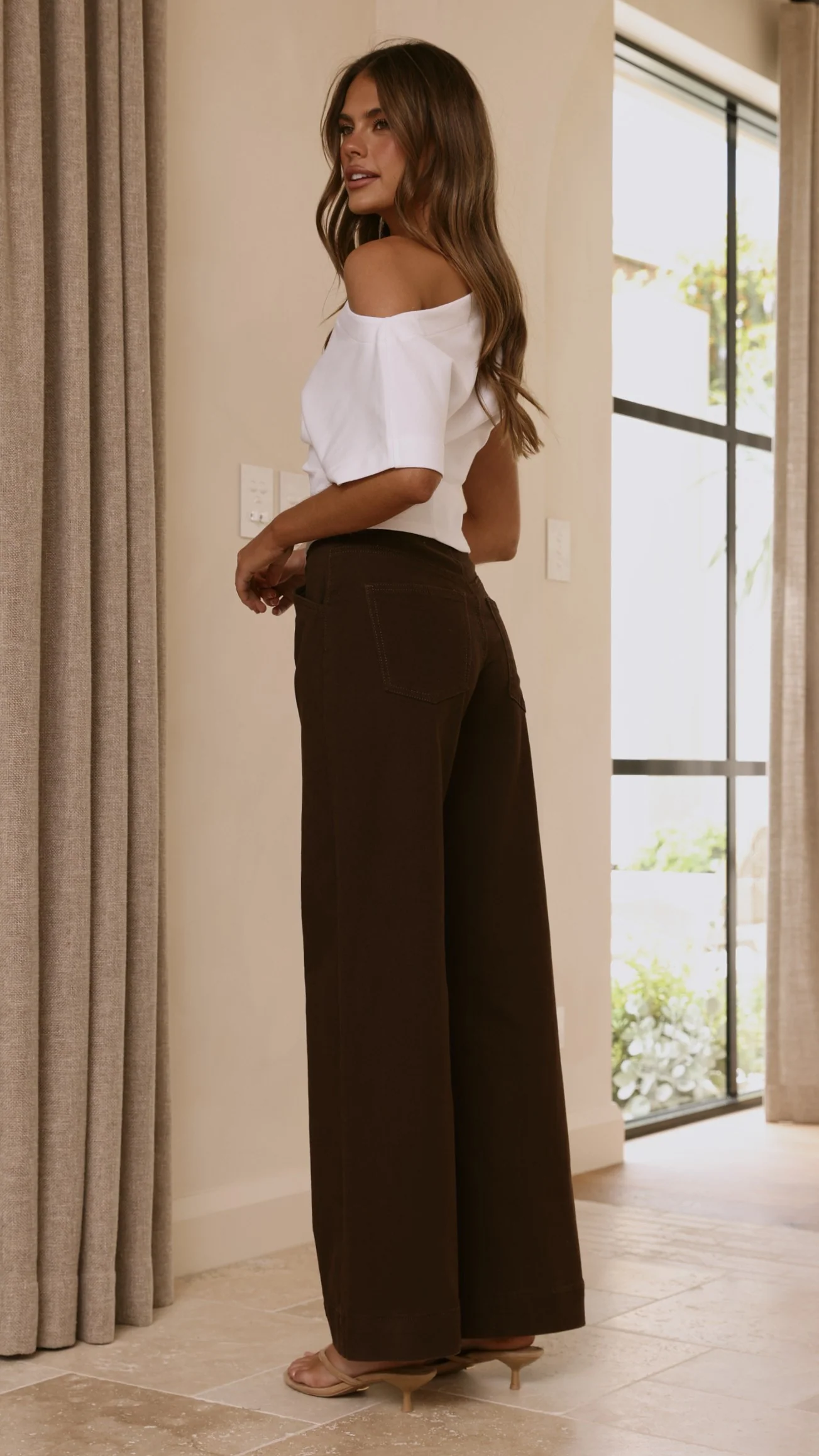Zandra Wide Leg Jeans - Chocolate - Image 3