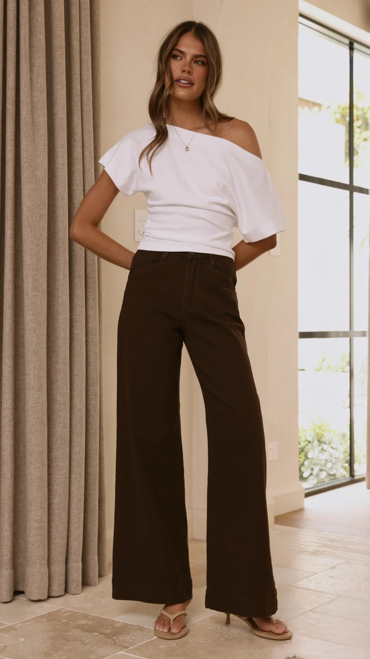 Zandra Wide Leg Jeans - Chocolate - Image 5