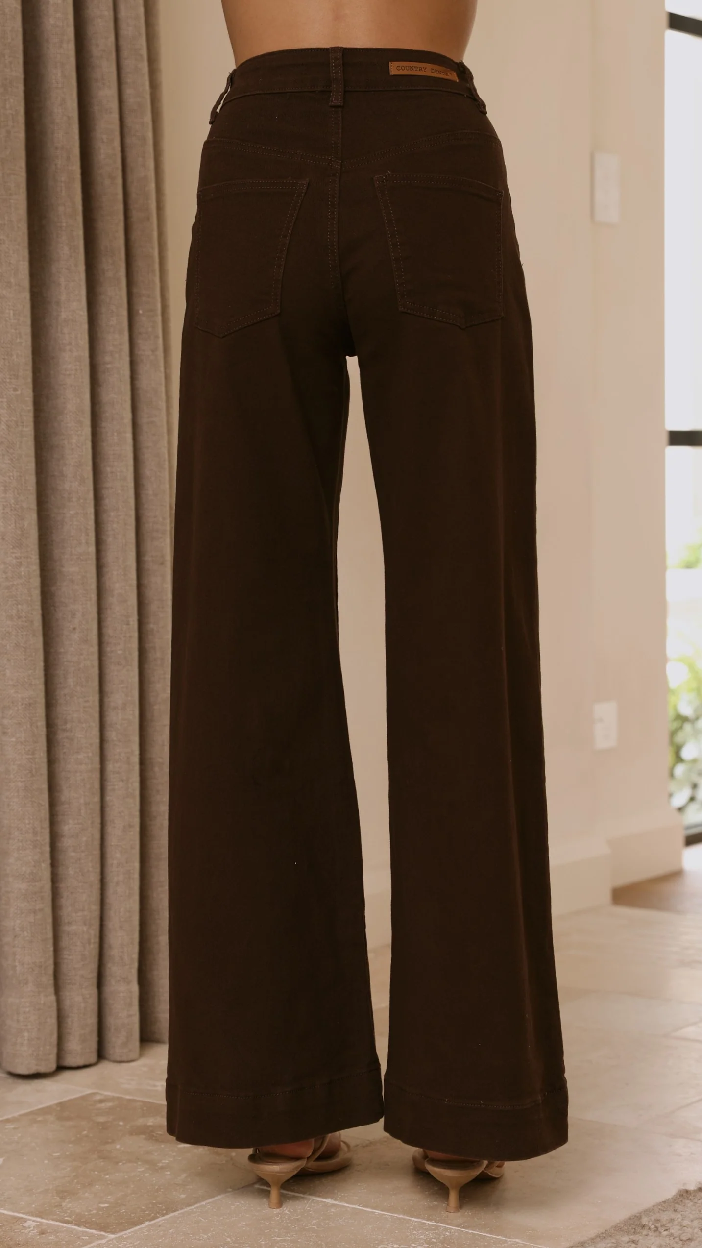 Zandra Wide Leg Jeans - Chocolate - Image 8