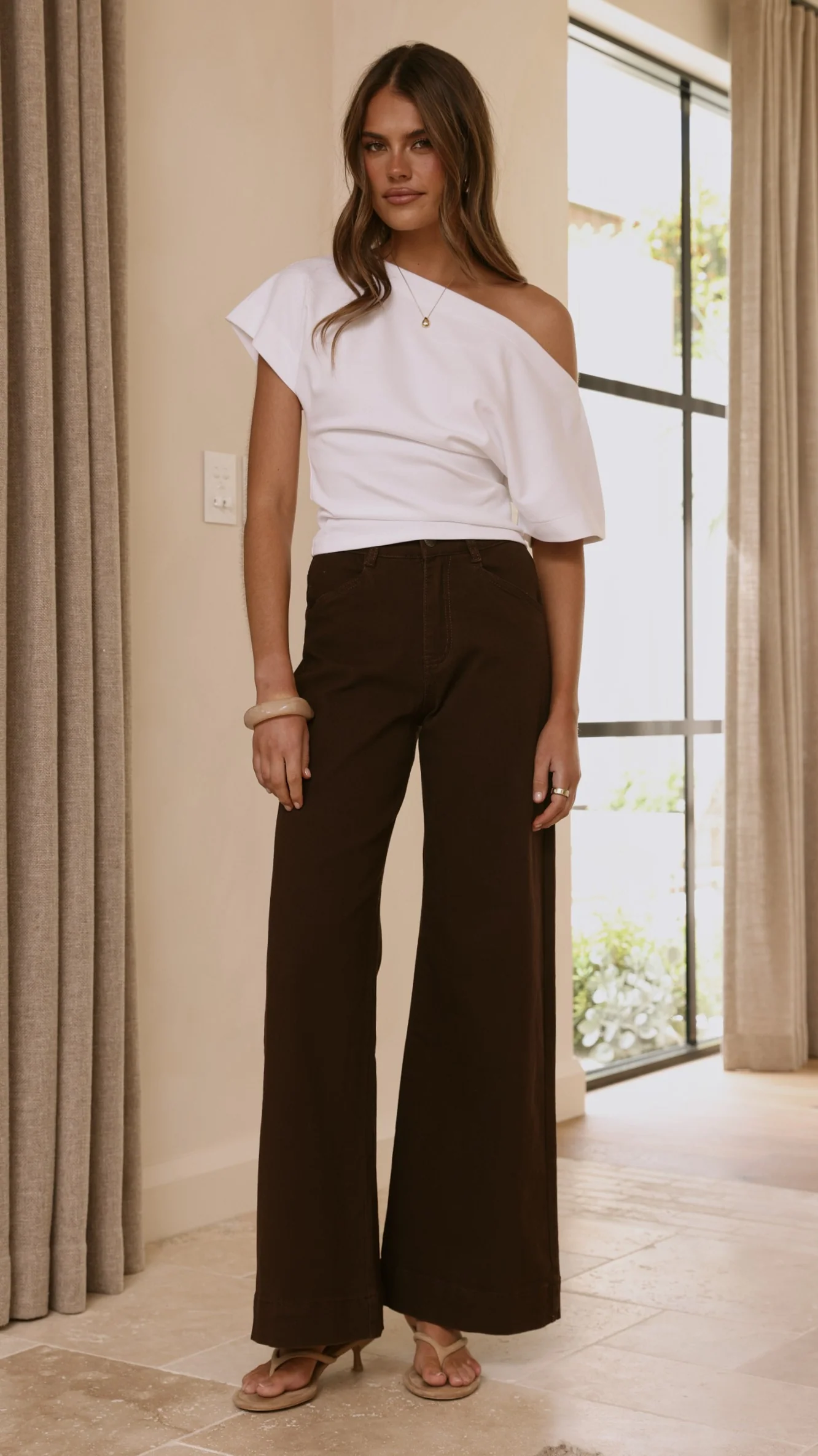 Zandra Wide Leg Jeans - Chocolate - Image 9