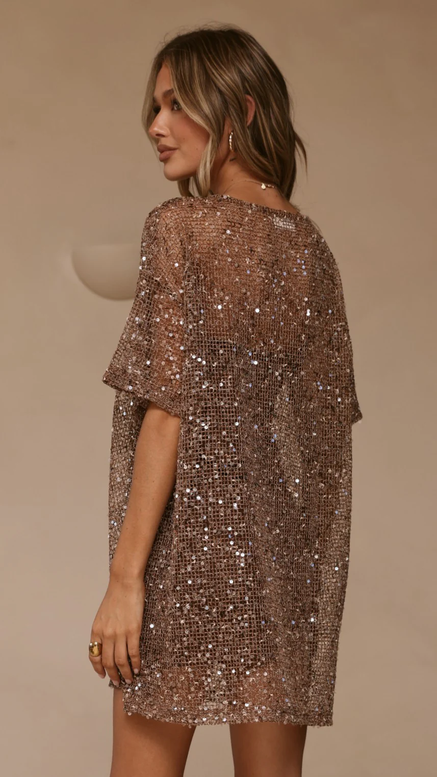 Zanthe Sequin Mini Dress - Mocha - Image 2