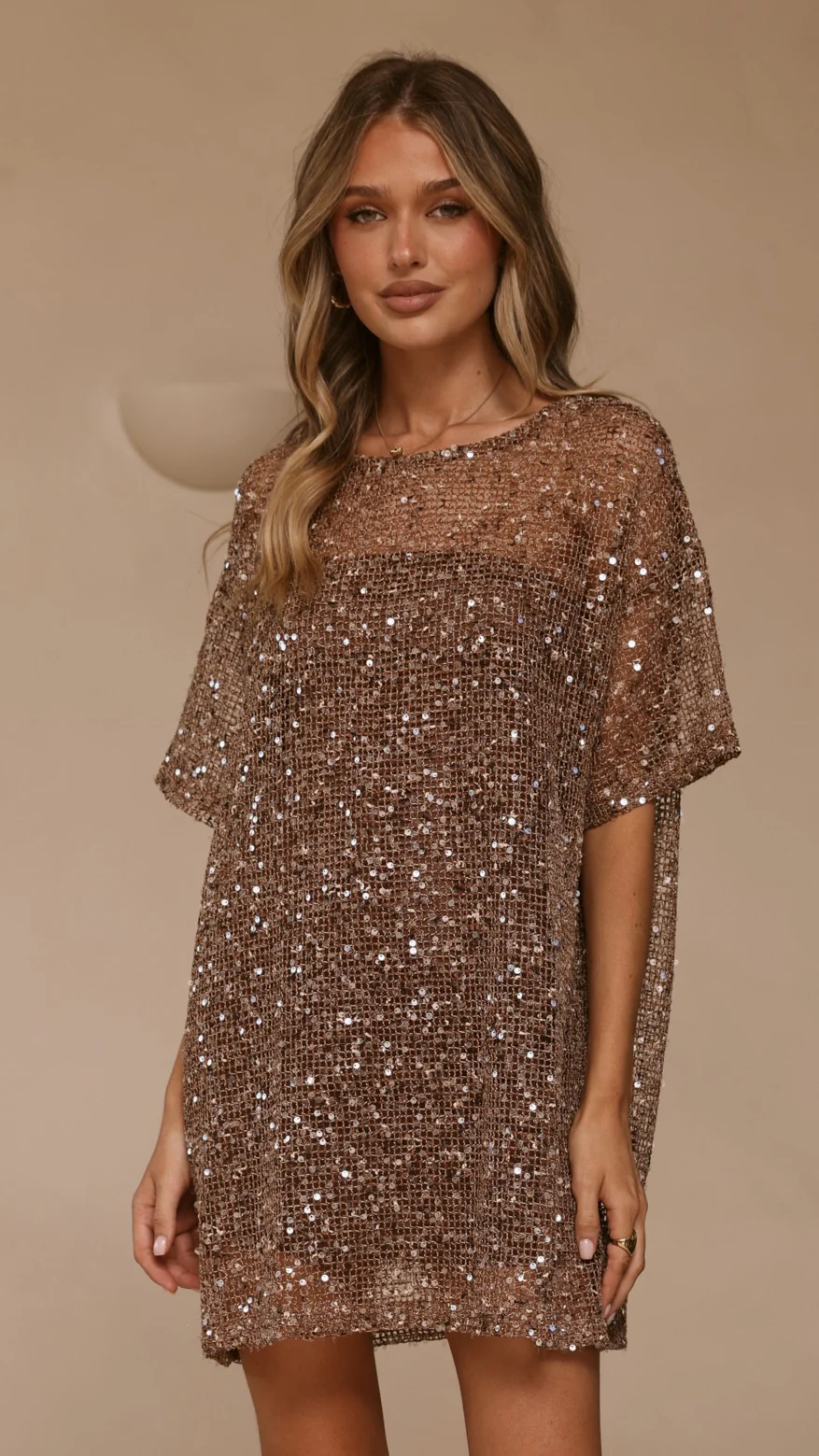 Zanthe Sequin Mini Dress - Mocha - Image 5