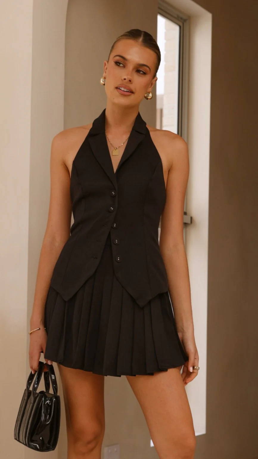 Zappa Pleated Skirt - Black - Image 9