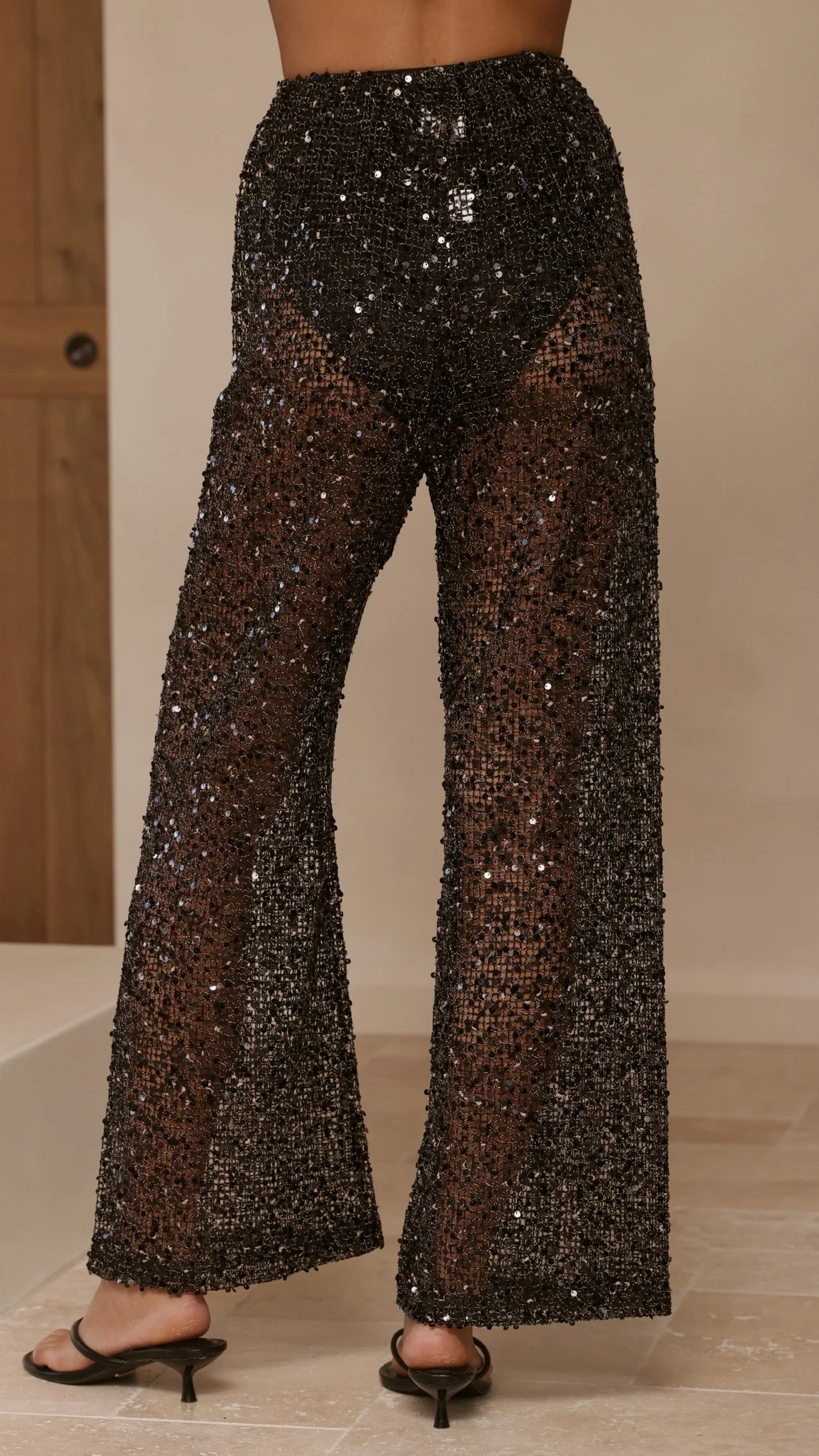 Zarina Sequin Long Line Top and Pants Set - Black - Image 10