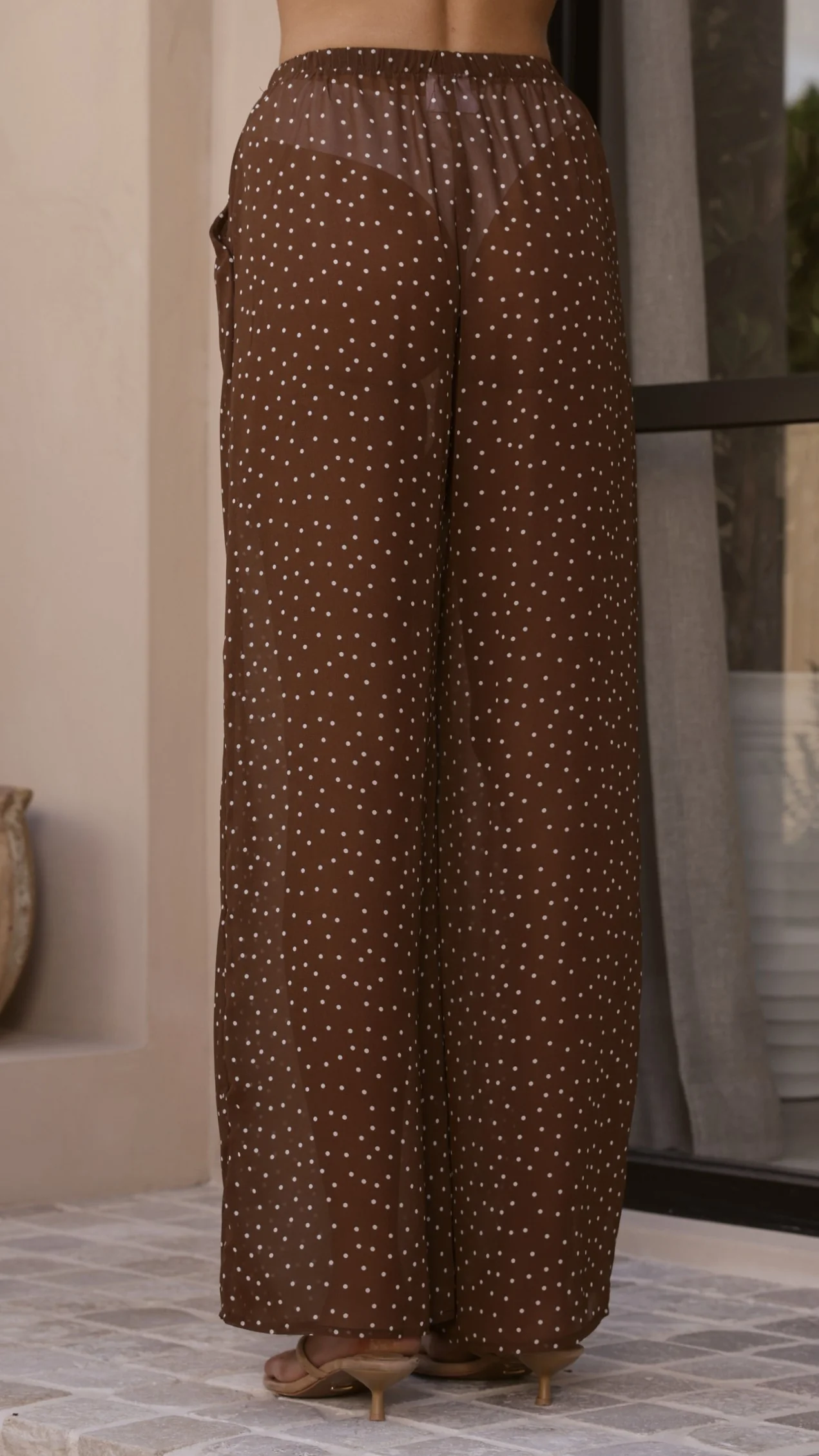 Zavier Oversized T-Shirt and Polka Dot Pants Set - Beige/Chocolate - Image 6