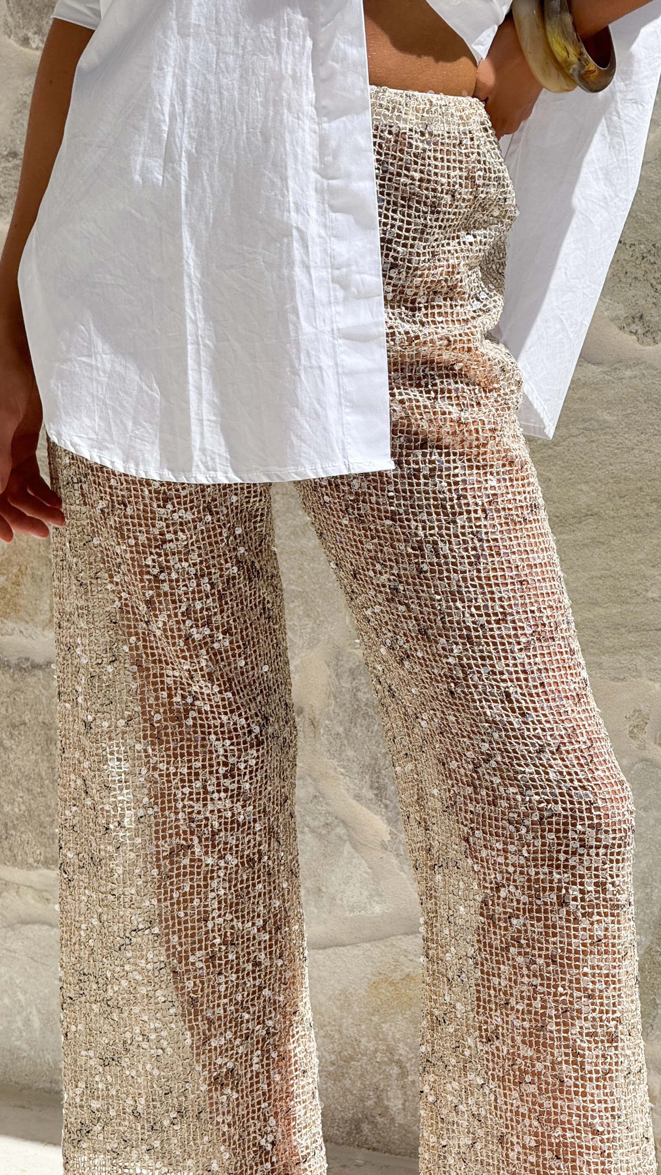Zinnia Sequins Pant - Beige - Image 6