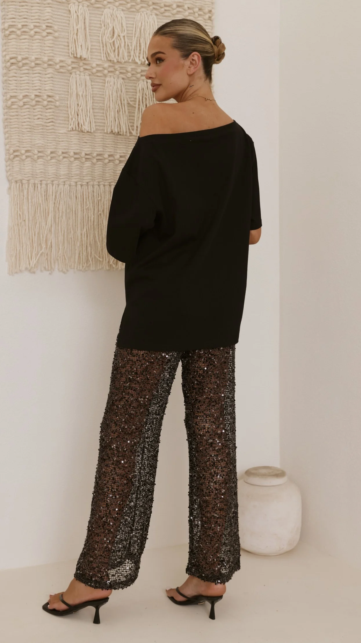 Zinnia Sequins Pant - Black - Image 2