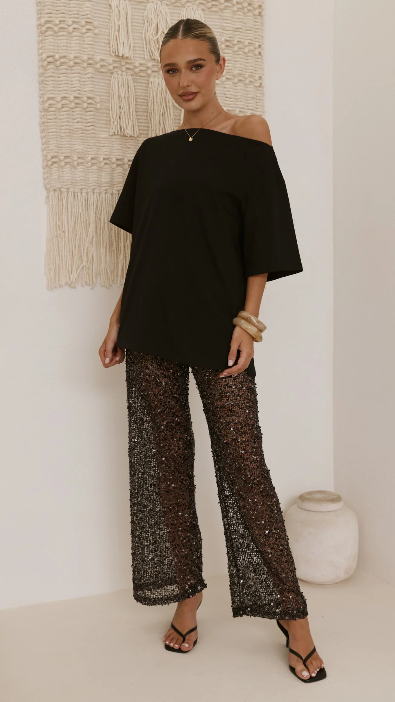 Zinnia Sequins Pant - Black - Image 7