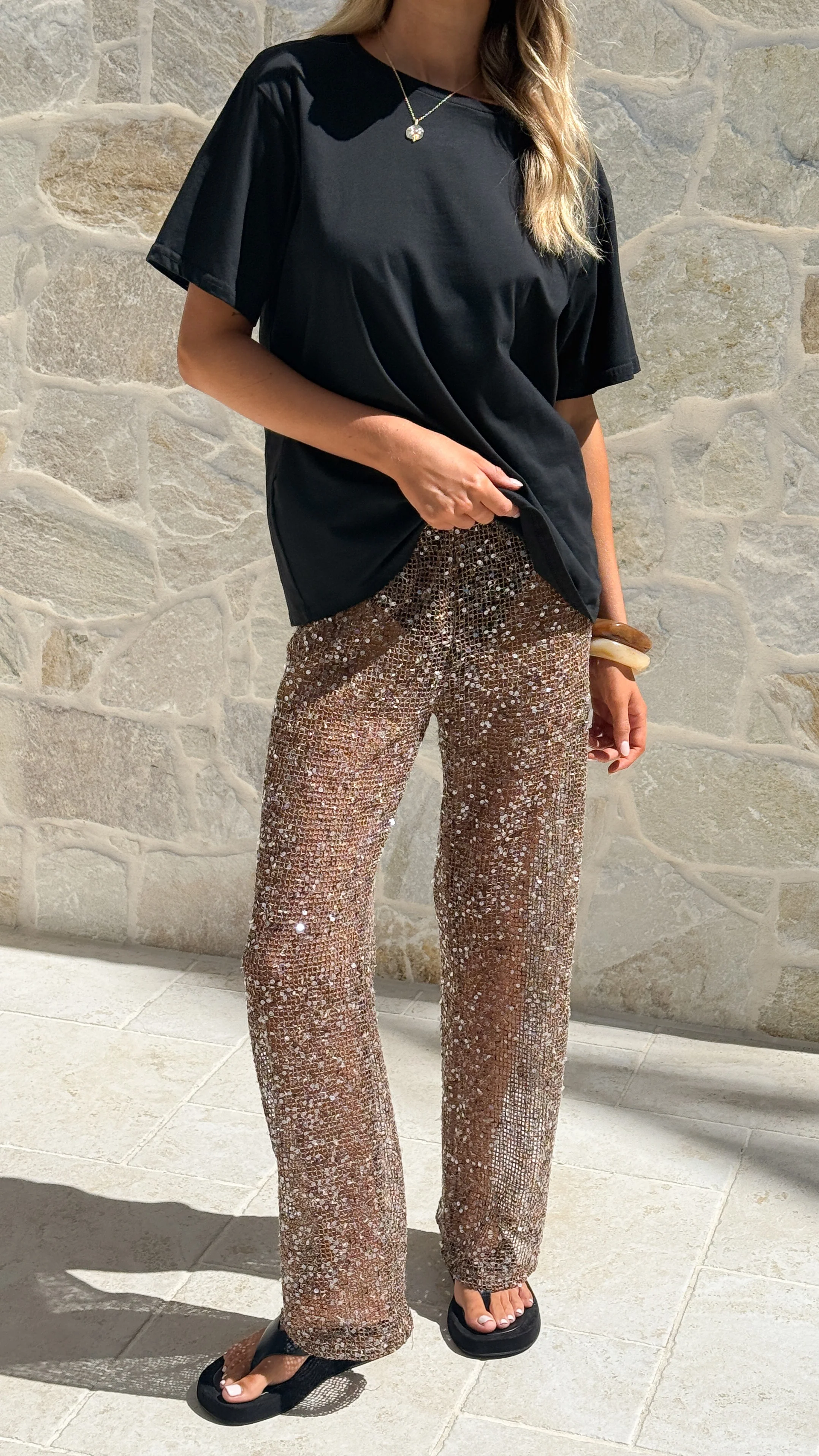 Zinnia Sequins Pant - Mocha - Image 10