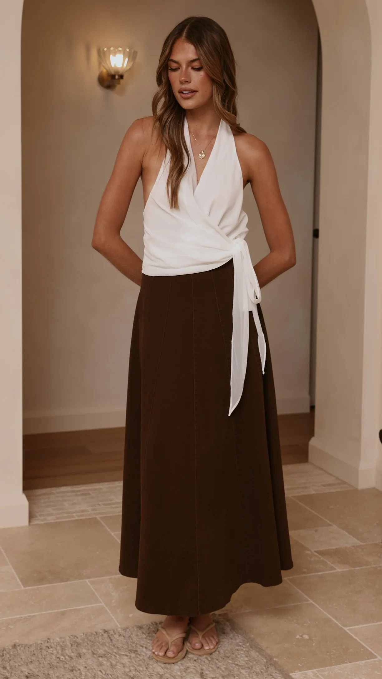 Zira Denim Maxi Skirt - Chocolate - Image 6