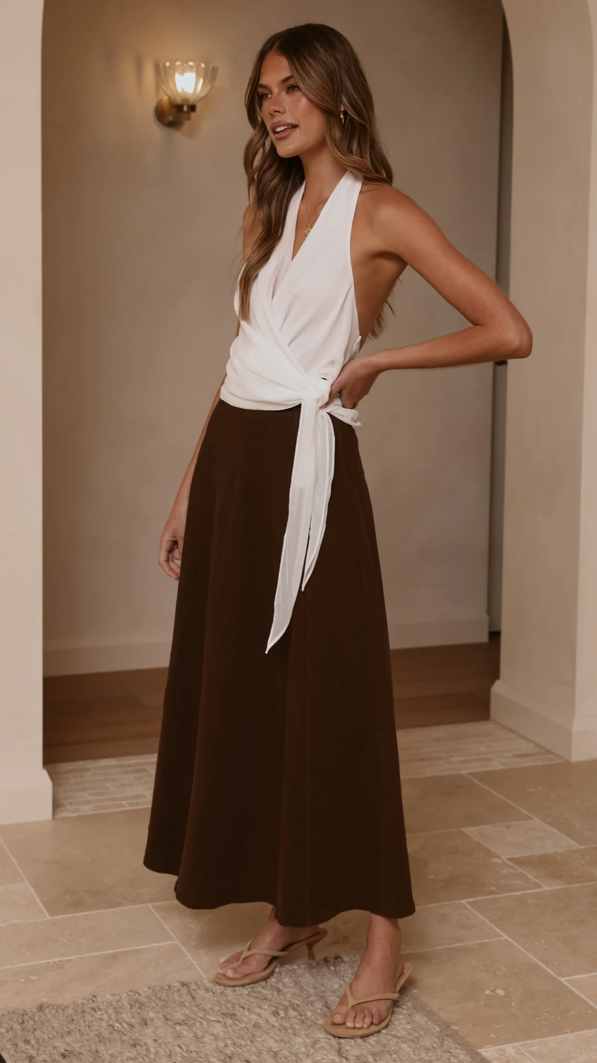 Zira Denim Maxi Skirt - Chocolate - Image 7